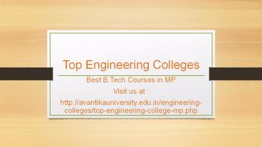 B.Tech Courses in Ujjain | Top Engineering Colleges in MP - Avantika University | MIT Pune, India