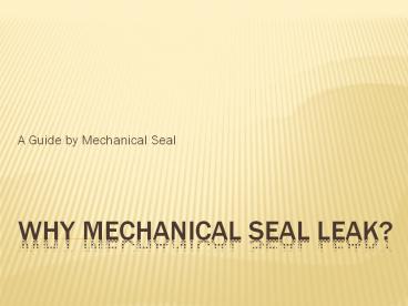 Why Mechanical Seal Leak?