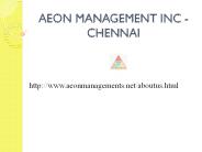 Aeon Management Inc Chennai ((((Velachery))))