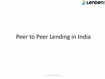 Peer to Peer lending in India