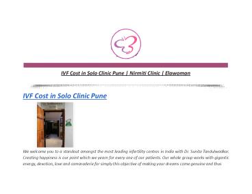 IVF Cost in Solo Clinic Pune | Nirmiti Clinic | Elawoman