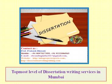 Topmost level of Dissertation writing services in Mumbai