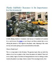 Plastic Rubbish Clearance & Its Importance for Environment