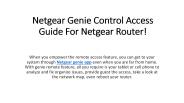 Netgear Genie Control Access Guide For Netgear Router!