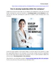 How to develop leadership skills in the workplace?
