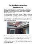 The Best Balcony Awnings Manufacturers! PowerPoint PPT Presentation