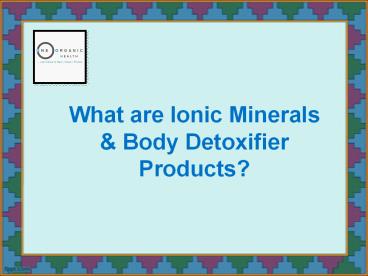 What are Ionic Minerals & Body Detoxifier Products?