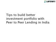 P2P Investment- Peer to Peer Lending India