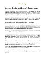 Spouse Drinks And Doesn’t Come Home