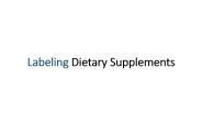 Labeling Dietary Supplements