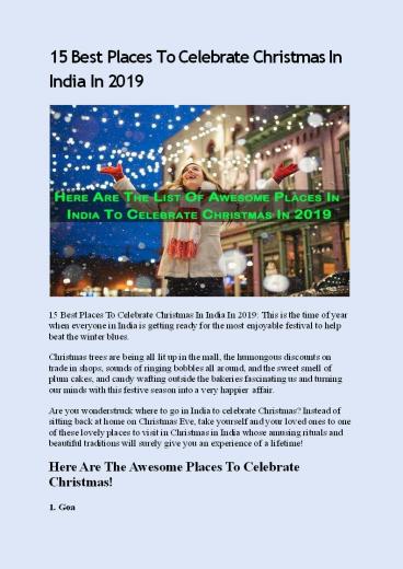 15 Best Places To Celebrate Christmas In India In 2019