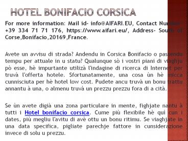 Hotel bonifacio corsica