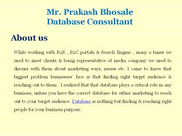 Database Consultant in India | Database Provider in Mumbai