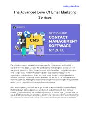 The Advanced Level Of Email Marketing Services