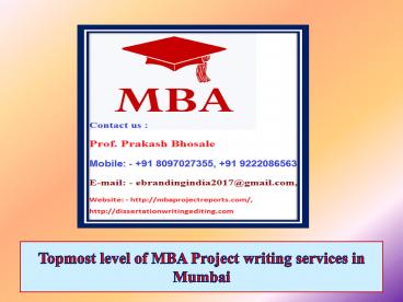 Topmost level of MBA Project writing services in Mumbai