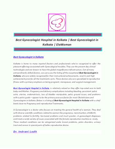 Best Gynecologist Hospital in Kolkata | Best Gynecologist in Kolkata  | ElaWoman
