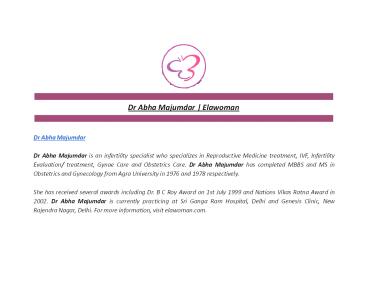 Dr Abha Majumdar | Elawoman