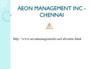 Aeon Management Inc ((Velachery) --- Reviews