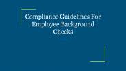 Compliance Guidelines For Employee Background Checks