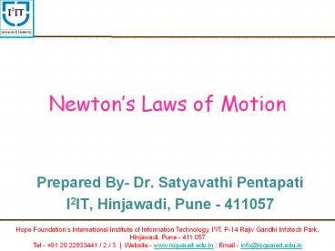 Newton's Law of Motion - Dept. Of Applied Science