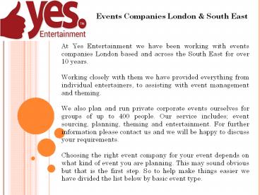 Large Scale Corporate Event Companies
