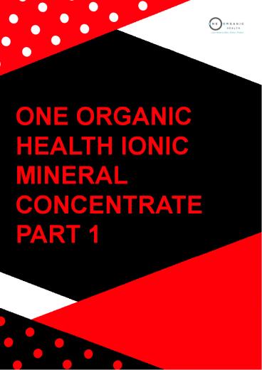 Ionic Mineral Concentrate | Ionic Sulphate Minerals | One Organic Health