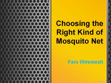 Choosing the Right Kind of Mosquito Net