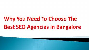 Points to select seo agencies in bangalore, India