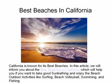 Best Beaches in California