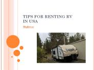 Tips for renting RV in USA