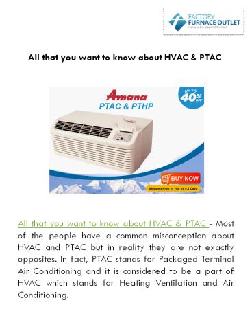 All that you want to know about HVAC & PTAC