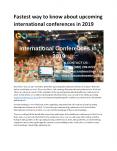 Fastest way to know about upcoming international conferences in 2019 PowerPoint PPT Presentation