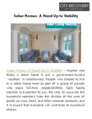 Sober Homes: A Hand Up to Stability