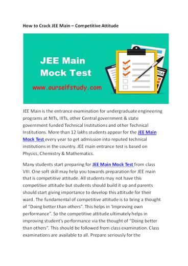 JEE Main Online Test | Online Test for JEE Main