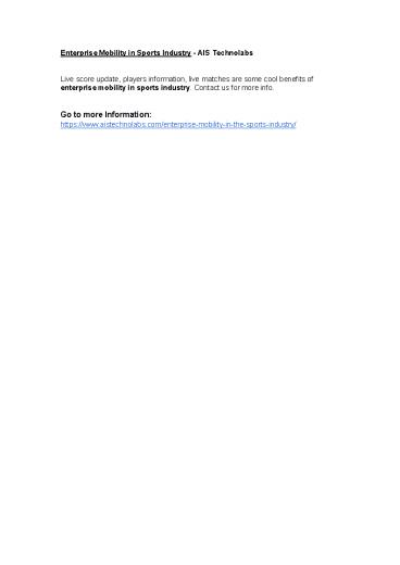 Enterprise Mobility in Sports Industry - AIS Technolabs