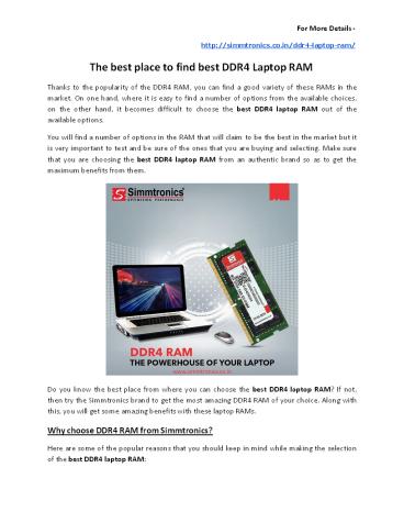 The best place to find best DDR4 Laptop RAM