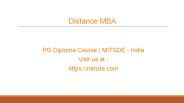 Distance MBA – PG Diploma Course | MITSDE | India