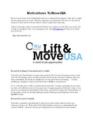 Motivations To Move USA