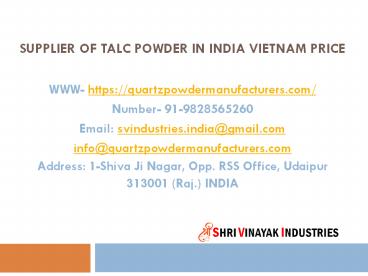 Supplier of Talc Powder in India Vietnam Price