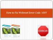 How to Fix Webroot Error Code 100