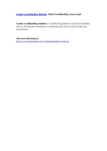 Create Crowdfunding Website - Best Crowdfunding clone script