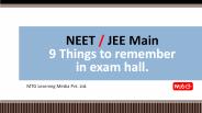 NEET and JEE main Exam hall tips