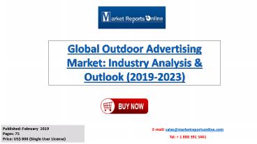 2019 Outdoor Advertising Market – US Industry Analysis, Size, Share, Growth, Trends and Forecast 2023