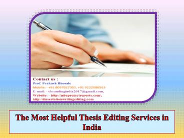 The Most Helpful Thesis Editing Services in India