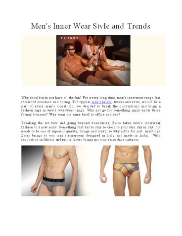 Men's Inner Wear Style and Trends