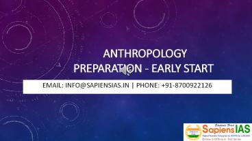 Anthropology Preparation - Early Start