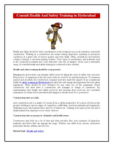 Fire and Safety Training in Hyderabad