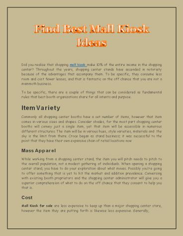 Find Best Mall Kiosk Ideas