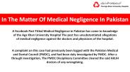 In The Matter Of Medical Negligence In Pakistan