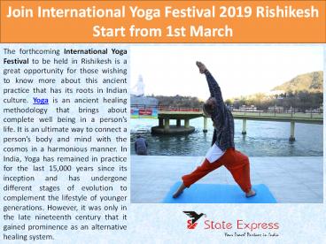 Join International Yoga Festival 2019 Rishikesh
